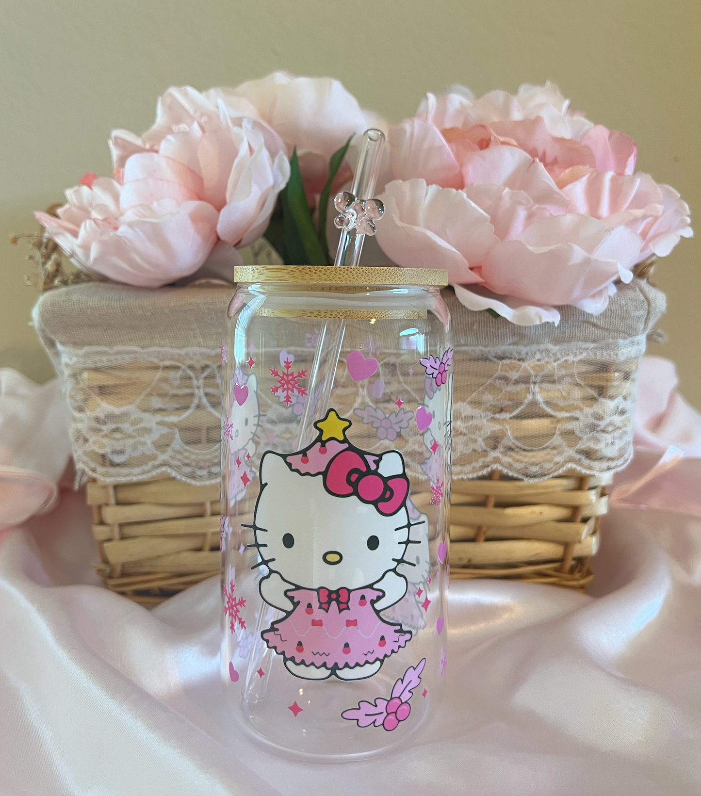 pink hk christmas glass cup