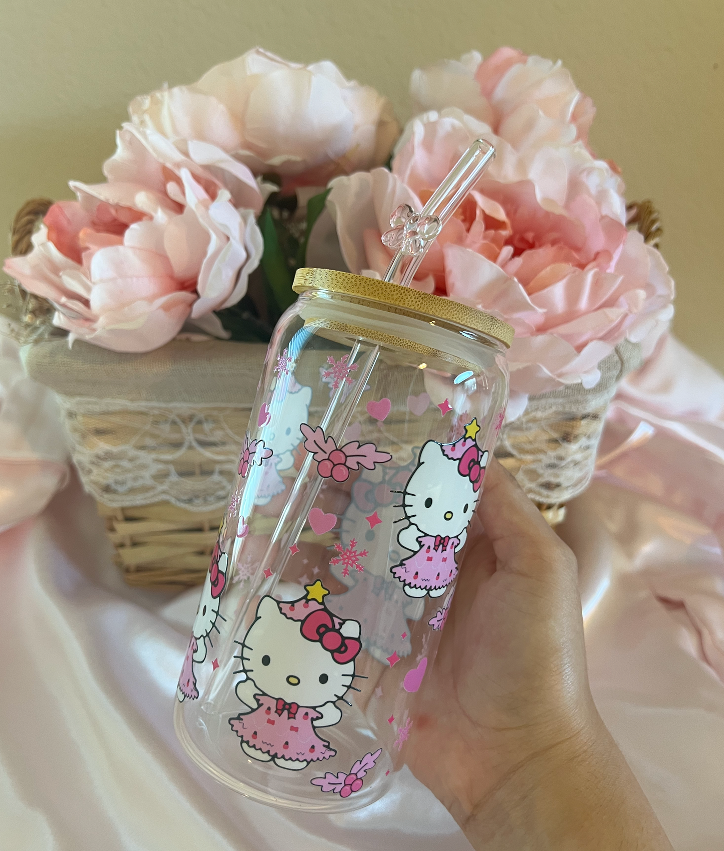 pink hk christmas glass cup