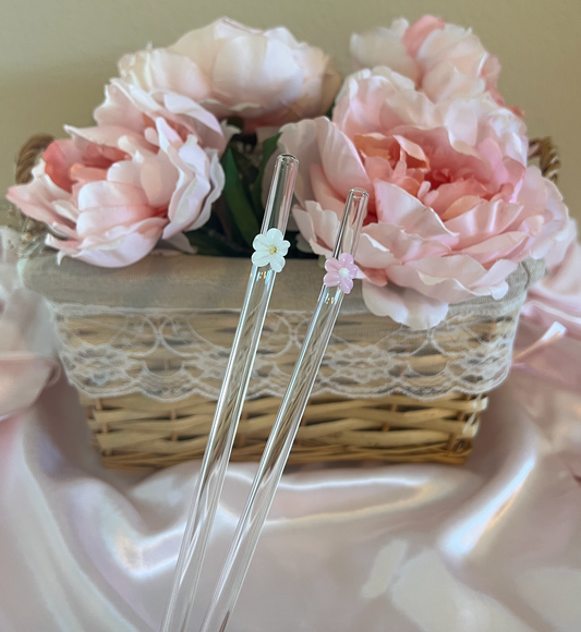 flower glass straw