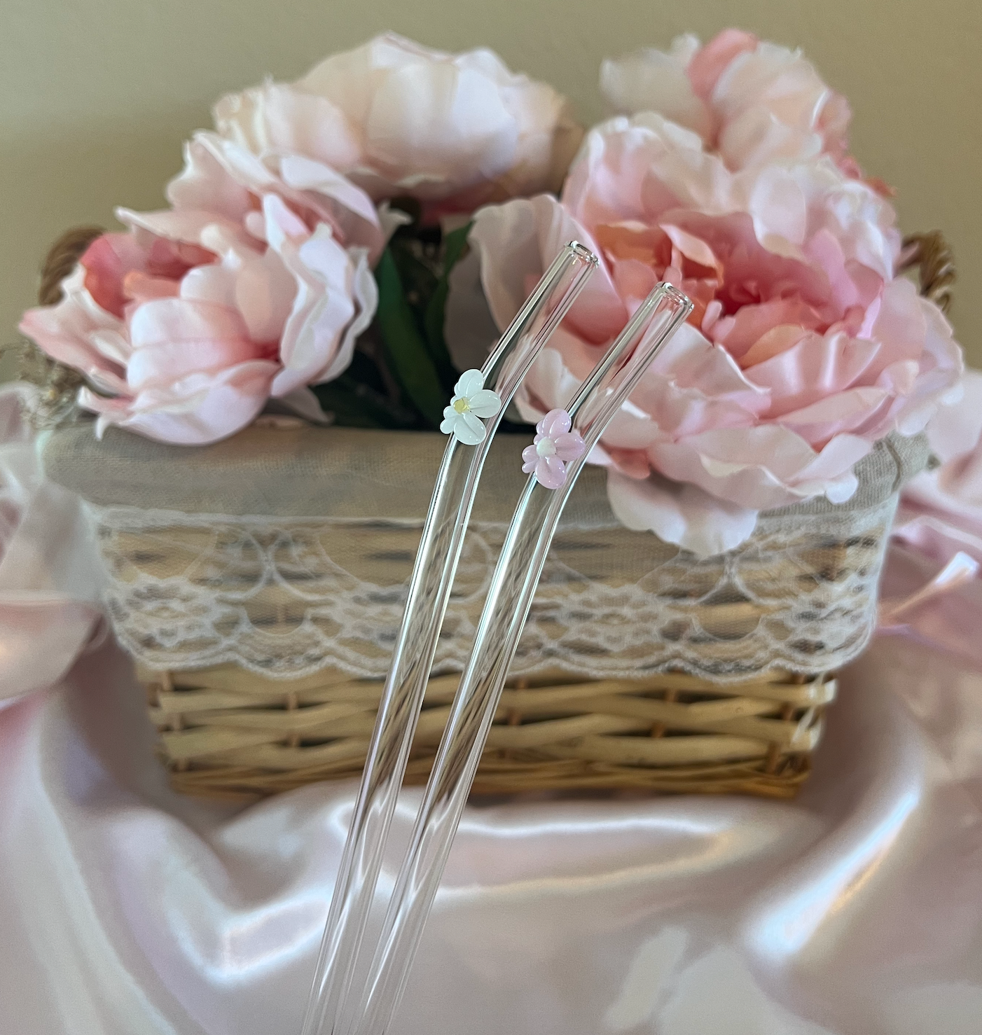 flower glass straw